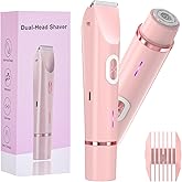 Bikini Trimmer for Women - HAPARK Dual-Head Electric Shaver,Cordless Body Shaver for Trip,Replaceable Lady Facial Razor,IPX7 Waterproof(Pink)