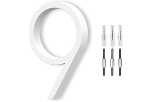 OLADOT 6" White Floating House Number, Metal Modern House Numbers, Mailbox Decor Number with Nail Kit, 911 Visibility Signage (Large 9)