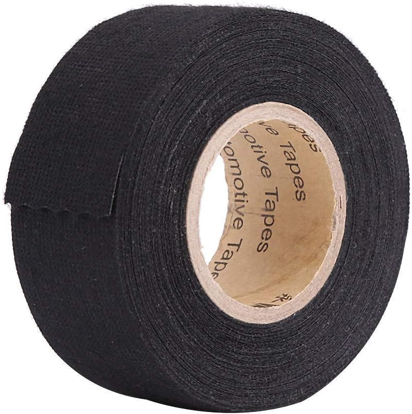 Ejoyous 19mm x 15m/ 32mm*11.5m/ 9mm*25m Fabric Car Tape, Multifunctional Self-adhesive Wiring Harness Tape, Wiring Tape for Car, Motorcycle, Black (32mm * 11.5m)