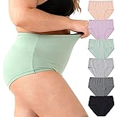 WhilyeePam Women's Cotton Underwear Plus Size XL-5XL High Waisted Full Coverage Ladies Panties 5 Pack Briefs for Women