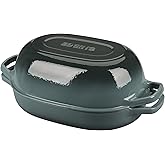 EDGING CASTING Enameled Cast Iron Oval Dutch Oven Pot with Lid, Dutch Oven for Sourdough Bread Baking, Oval Bread Pan, Bread Oven, Bread Dutch Oven, 7qt, Slateblue