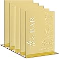 JINMURY 8x10 Inch Black Acrylic Signs With Wood Stands - 6 Pack Blank Table Signage