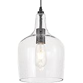 ELYCCUPA Seeded Glass Pendant Light Modern Black 1 Light Single Dome Pendent Lighting Fixtures for Kitchen Island Dining Room