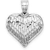 Auriga Fine Jewelry 925 Sterling Silver Rhodium-plated Diamond-cut Puffed Heart Pendant