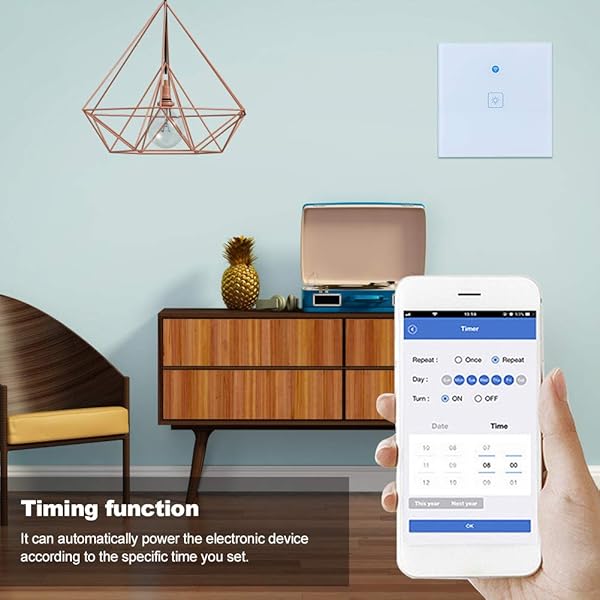 PUSOKEI Smart Home Switch EU 1 WayEU 2 WayEU 3 Way WiFi Touch Wall Panel   Smart Life Switch Aplicacin de telfono Control RemotoInteligente por Voz Compatible con Google HomeAlexaEU 1 Way
