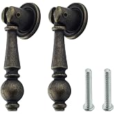 MOOTVGOO 2 Pack Vintage Pendant Drawer Pulls, 2.28"x0.79" | Antique Bronze Drop Pull Handles, Single Hole Cabinet Pull Knobs for Closet Dresser Cupboard Wardrobe, with Mounting Screws