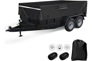 Kistrba 6x12 600D Dump & Utility Trailer Cover, All-Weather Protection Waterproof Windproof Car Cover Compatible with Big Tex PJ Load Sure-Trac and Diamond C Trailers