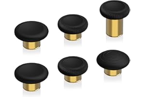 eXtremeRate 6 in 1 Metal Replacement Thumbsticks for Xbox Elite Series 2 Controller, Black & Metallic Hero Gold Swappable Mag
