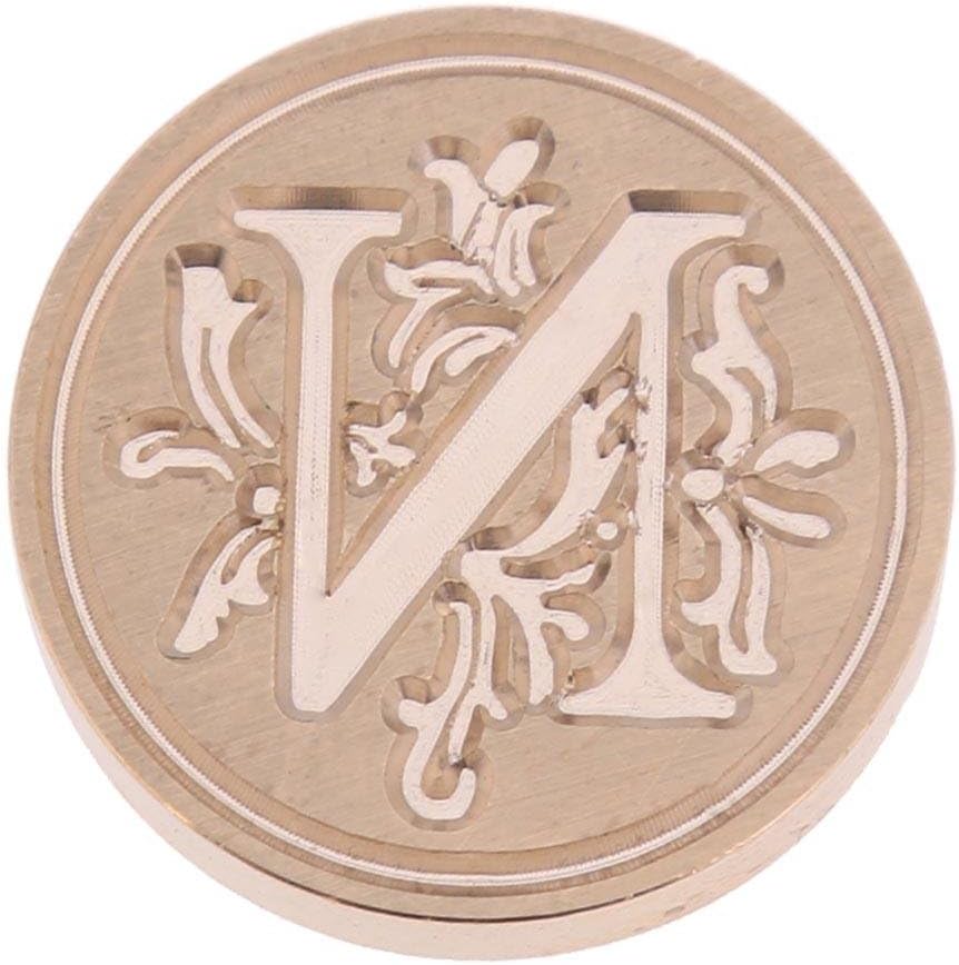 Alloet Retro Flower Letter Envelope Sealing Wax Copper Seal Stamp Post Decor(N)