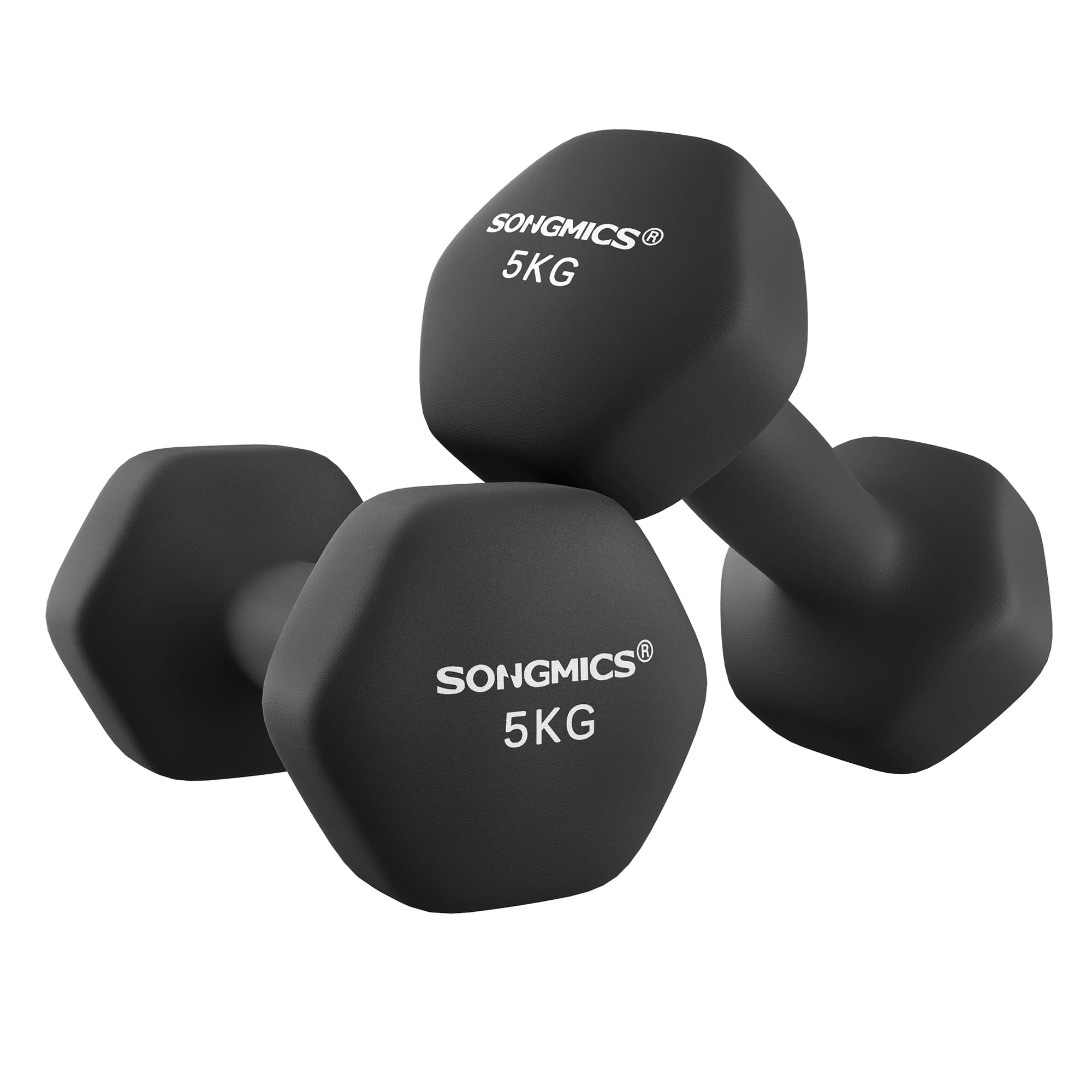 SONGMICS Set of 2 Dumbbells Weight Training Home Office Gym 2 x 5kg Black SYL60BK