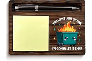 QODMGD Funny Office Dumpster Fire Sticky Note Holder Dumpster Fire Gifts This Little Light of Mine I'm Gonna Let It Shine Post It Note Dispenser for Office Cubicle Desk Decor