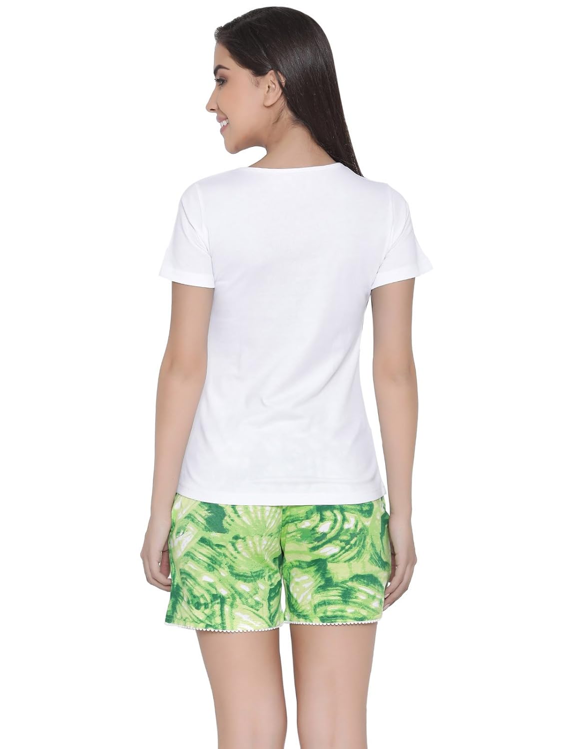 clovia women's cotton rich printed t-shirt & shorts