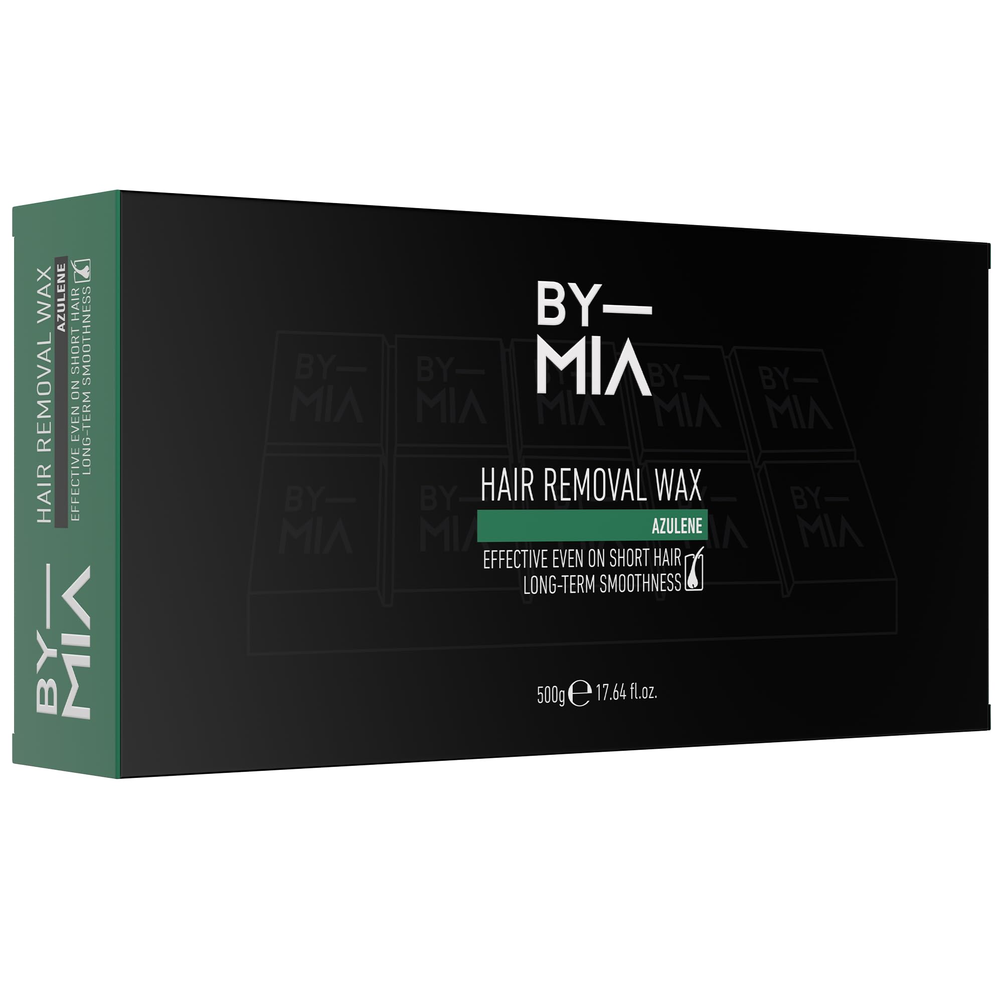 BY MIA Hair Removal Hot Wax Azulene 500 gr | | Full Body, Face, Nose, Bikini Areas | Weakens Hair Roots | Delays Regrowth | Long Lasting Smoothness