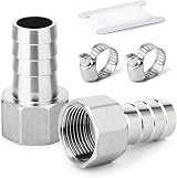 ERGAOBOY 2 Pcs 304 Stainless Steel Hose Barb Fittings 25mm to 1 inch BSP Female