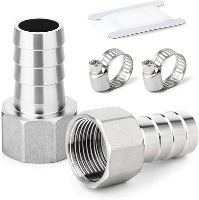 ERGAOBOY 2 Pcs 304 Stainless Steel Hose Barb Fittings 32mm to 1 in BSP Female