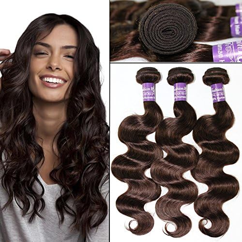 Fashion A Plus (TM)Brazilian Body Wave Human Virgin Hair Natural Hair Extensions #2 Dark Brown 3 Bundles 300g Per Lot AAAAAAA 7A Grade (18" 20" 22")