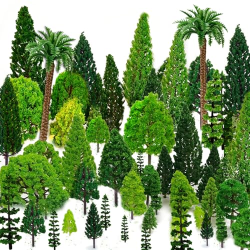 OrgMemory 36pcs Mixed Model Trees, 1.5-6 inch(4-16 cm), Diorama Supplies, Model Grass, Miniature Trees for Projects with No Bases