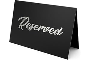 IRICUS 10 Pack Black Reserved Table Signs for Wedding - 3x4 Cardstock Silver Foil Reserved Seating Signs for Weddings - Double Sided Reserved Signs for Tables - Restaurant Table Tent Reservation Cards