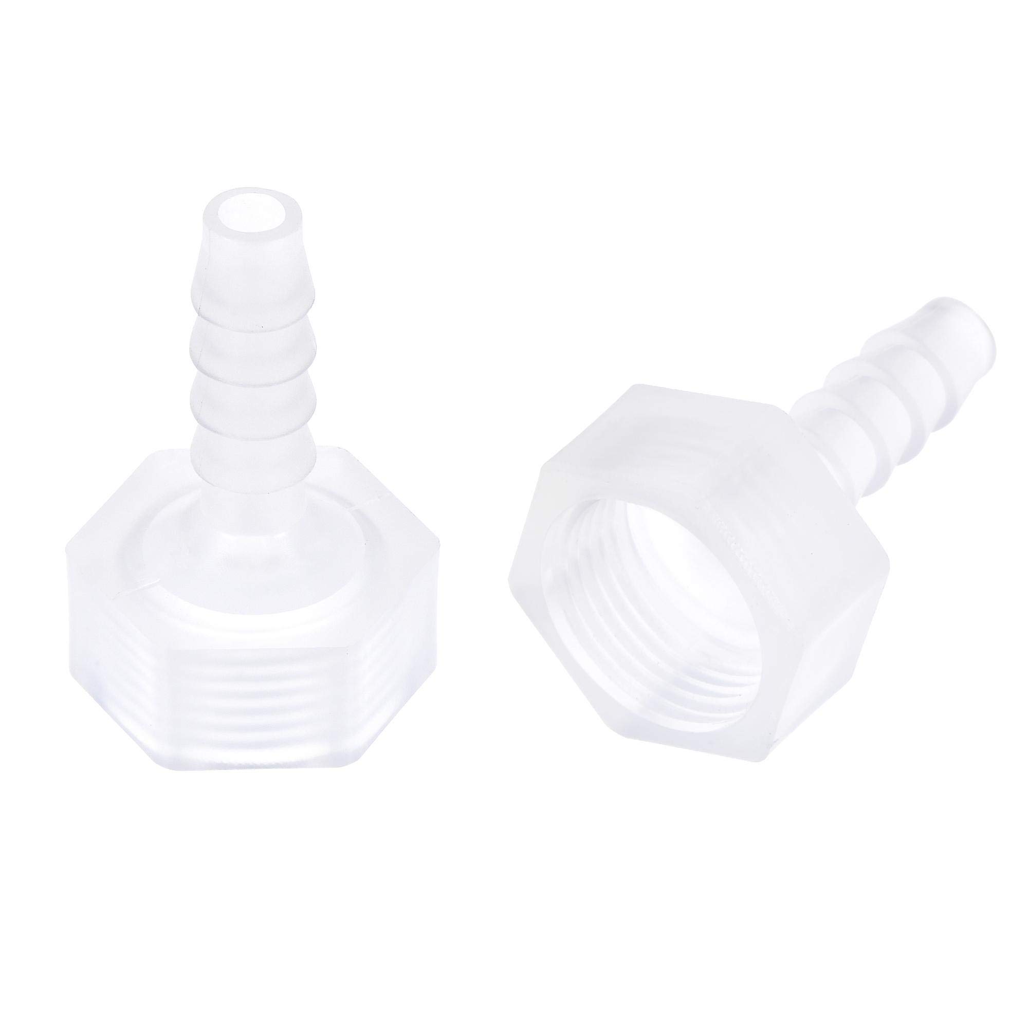 sourcing map Polypropylene Hose Barb Fitting Coupler, 6mm Barb x G3/8 Female Thread Pipe Adapter, Translucent 2Pcs