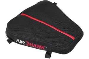 AIRHAWK 11" x 11" Dual Sport Motorcycle Seat Cushion - Lightweight Portable Inflatable Multi-Cell Air Pad with Breathable Spacer Mesh Cover & Non-Skid Bottom