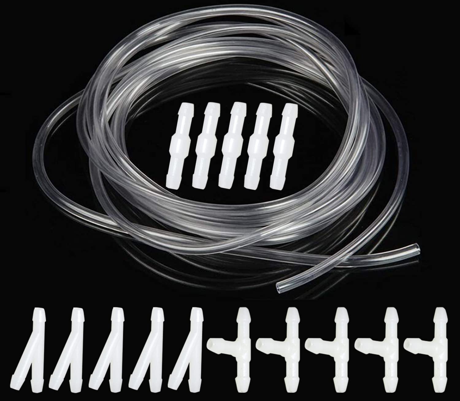 YIXISI 5m Car Windshield Washer Hose Kit, with 15 PCS Hose Connectors (Y I T-Type), Universal Windscreen Washer Hose, Rubber Windscreen Wiper Hose, Connecting Car Water Pump and Nozzle, Transparent