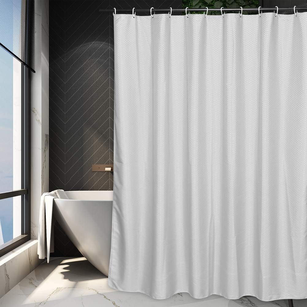 N / A Waffle Shower Curtain Waterproof Mould Mildew Resistant Shower Liner Extra Thick Heavy Duty Weighted Fabric and Machine Washable Bathroom Curtains with 12 PCS Hooks(Gray) - Image 5