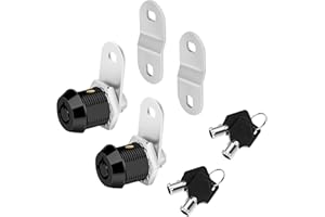 Sissinda Cam Locks Black RV Storage Locks Keyed Alike, 5/8” Fits on 3/8” Max Door Thickness, RV Compartment Locks for Camper Trailer Cabinet Locks with Keys (Black 5/8 Inch 2Pack)