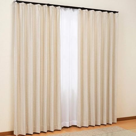Amazon カーテンチアフル カーテン4枚セット 朝陽を感じる 遮光しない 非遮光カーテン 商品名 サニー 色 ベージュ 厚地ドレープカーテン 幅100cm 丈110cm 2枚 ミラーレース幅100cm 丈108cm 2枚 カーテン オンライン通販