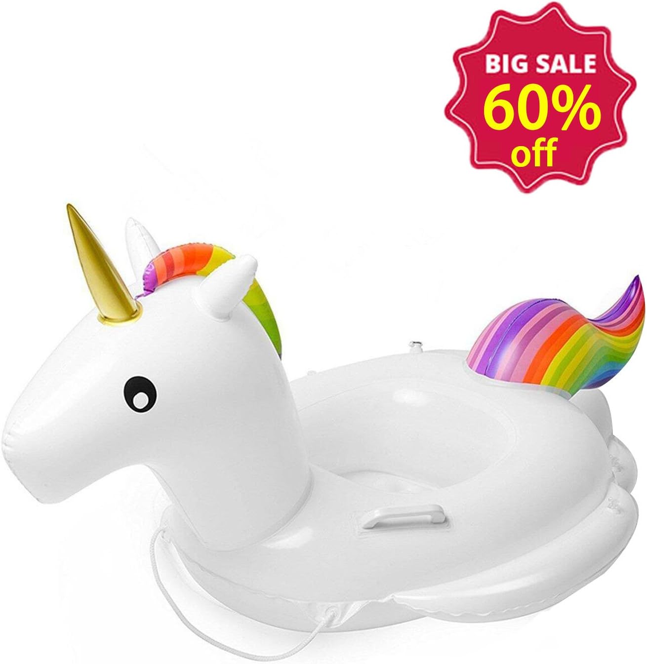 GOGOGOFUN Unicorn Baby Float, Inflatable Baby Seat Boat Pool Ring Baby Swimming Float.Big Size