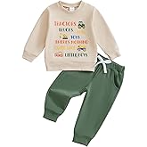 FOCUSNORM Toddler Baby Boy Fall Winter Outfit Excavator Embroidered Long Sleeve Sweatshirt Elastic Jogger Pant 2 Pcs Clothes