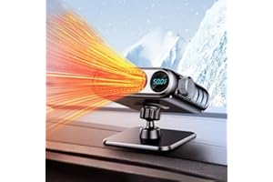 CODEYO Car Heater, 12v Heater, 150W Car Heaters for vehicle, Portable Car Heater, Portable Heater for Car, Windshield Defroster, Digital Temperature Controller 3-Stage Outlet, 360 Degree Rotary, Black