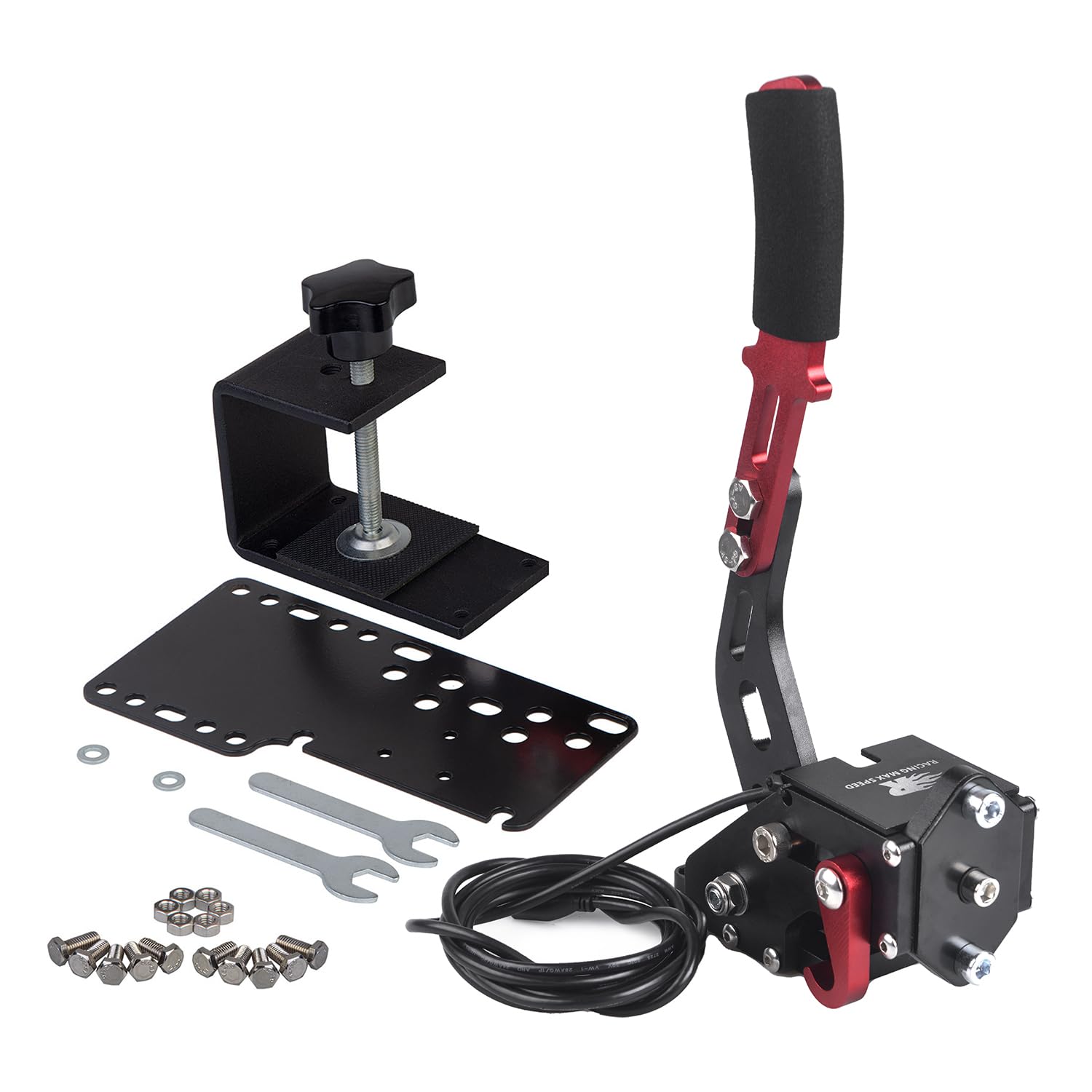 Photo 1 of ZHSYMX USB Handbrake for 16Bit SIM PC Racing Games, Compatible with G27 G29 G920 G923 T500 T300 Simulate Linear Handbrake With Fixing Clip and Plate?Only PC System? Black