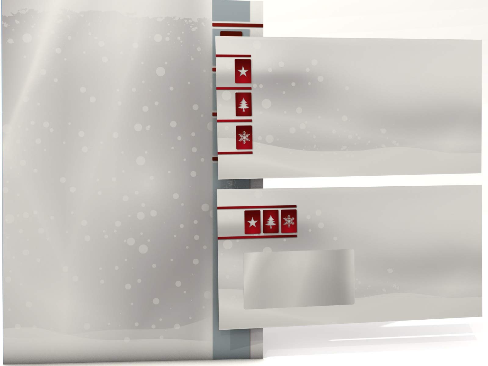 Weisse Weichnachten, 50 Blatt mit Zusatzfarbe SILBER bedrucktes Weihnachtsbriefpapier 100g/qm und 50 passende Motivumschläge