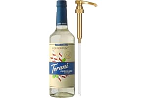 Torani Zero Sugar Puremade Syrup, Peppermint Flavoring for Drinks, Glass Bottle with Pump Included, 25.4 Fl Oz