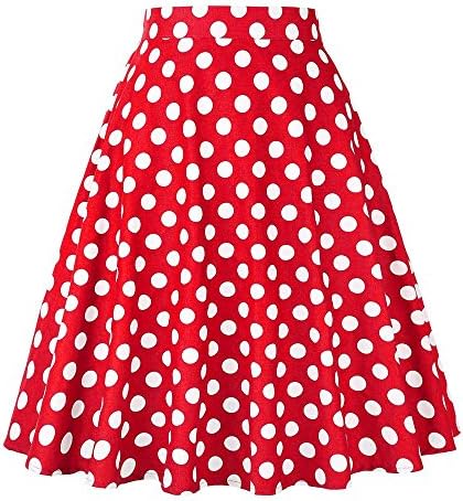 SISHION 2017 New Fashion Black Skirt Women High Waist Plus Size Floral Print Polka Dot Ladies Summer Skirts 50s Vintage Midi Skirt VD0020 (S, Red Dot)