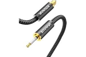 VANAUX Toslink to Mini Toslink Optical Audio Cable 24K Gold-Plated Digital S/PDIF Fiber Optic Cables for Home Theater, Sound Bar,TVs/Amplifiers/Hi-Fi Systems (Mini Toslink to Toslink, 5ft/1.5m)