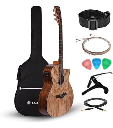 Amazon.com: Luna GYP E ZBR Acoustic-Electric Guitar, Gloss Natural