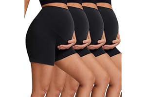 ATTIQOZI 4 Pack Women's Maternity Shorts High Waist Pregnancy Underwear for Women Maternity Biker Shorts Belly Support