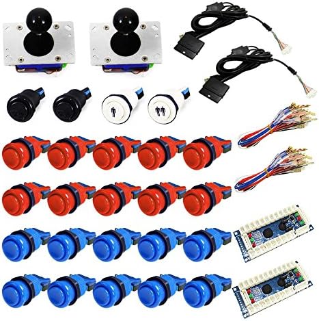 DIY Arcade USB Arcade 2 Player kit for PC / MAC / PS3 / MAME (Red Blue Bundle)