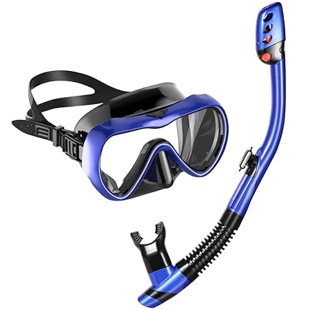MOVTOTOP Tauchmaske Schnorchelmaske Vollmaske mit 180 Grad Blickfeld und Kamerahaltung Vollgesichtsmaske, 100% Anti-Fog/Anti-
