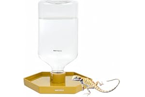 MRTIOO 17oz Terrarium Tank Reptile Food Feeders Bowl, Water Feeder Automatic Water Dispenser Waterer Feeding Accessories, for Geckos Lizards Turtle Bearded Dragons (Yellow)