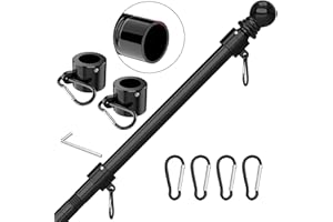 FIASON Truck Flag Pole, Boat Flag Pole, 5 FT Tangle Free Flag Pole，Thickened Flag Pole, Stainless Steel Flag Pole Suitable for Residential,Truck,Boat,House,Porch,Yard(Without Flag, Black)