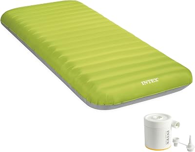 Intex, colchão inflável individual, tapetes de camping, 76x191 cm, fiber-tech, material tpu, leve, confortável, estável e firme, inflador elétrico incluído, cama inflável, colchões infláveis ​​(64097)