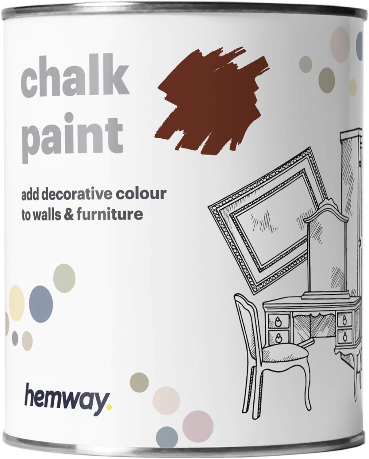 Hemway Chalk Paint Red Oxide Furniture Paint 1L, Matt Finish Shabby Chic, Chalk Furniture & Walls, Quick Dry & 1 Coat