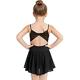 DANSHOW Mesh Ballet Leotard for Girls Toddler Dance Dress with Skirt, Hollow Back, Full Front Lining