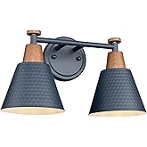 FEMILA 2 Light Bathroom Vanity Light, 15" Modern Bathroom Lighting Fixtures Over Mirror, with Woodgrain Finsih, 4FG59B-2W Blu