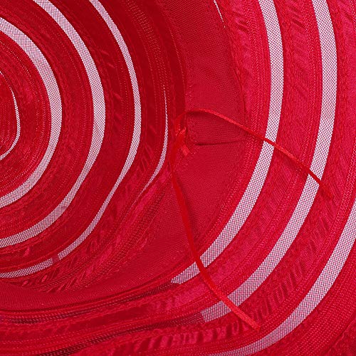 Women's Big Floral Fascinators Kentucky Derby Church Floppy Wide Brim Cloche Bowler Bucket Hat (Red)