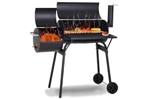 DOPINMIN Charcoal Grills Outdoor Barbecue Grill Offset Smoker Portable BBQ Grill with Wheels for Backyard Camping Picnics