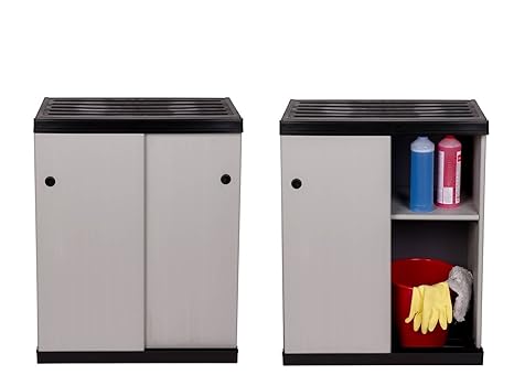 2 Stück Kunststoffschrank Modell'SLIDE' mit spritzwassergeschützter Deckel- & Bodenplatte und SCHIEBETÜREN - platzsparend und