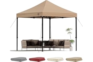 MORIKORO 10x10 Heavy Duty Pop Up Canopy Replacement Top, 10x10 Canopy Replacement Top Waterproof UV Protection, 600D Oxford Fabric Outdoor Tent Cover for Backyard/Patios/Parties/Camping Sun Shade (Khaki)